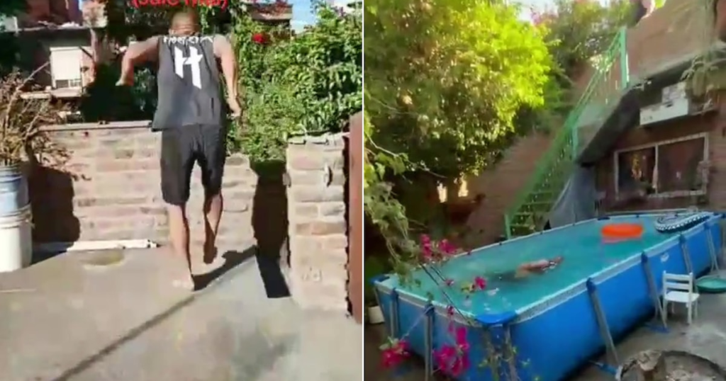 Se tiró a la pileta desde una terraza para imitar a Charly García y terminó inconsciente