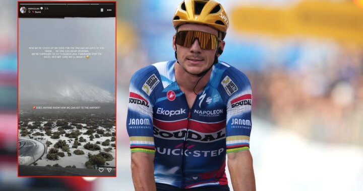 "Llevamos dos días atrapados en el Teide por la nieve": el mensaje de ayuda de Evenepoel para llegar a la Volta a Catalunya