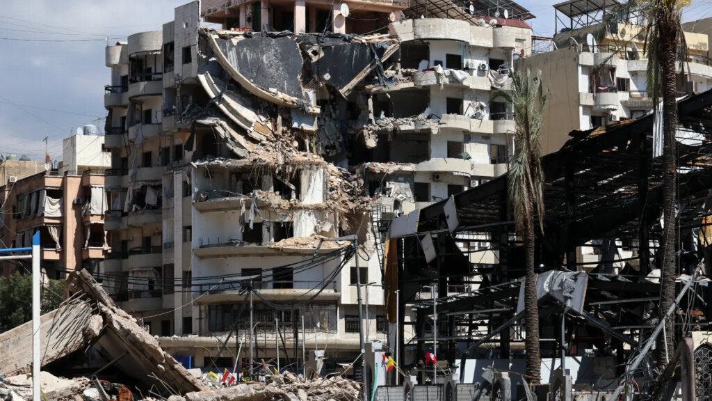 Imagen de un bombardeo en los suburbios de Beirut