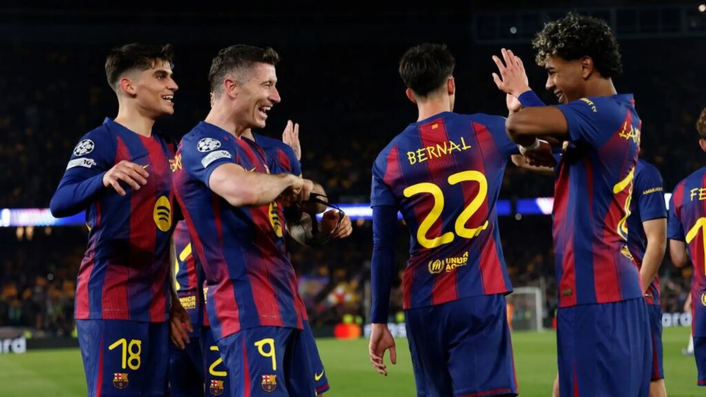 Jugadores del Barcelona celebrando el título de Liga