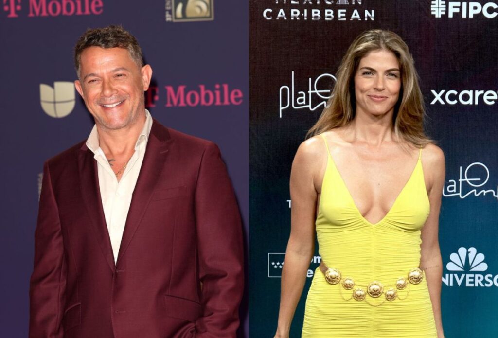 Alejandro Sanz y Stephanie Cayo cantando juntos 'Corazón partío' en un escenario iluminado de Las Vegas, con gestos cómplices y conexión emocional visible