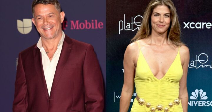 Alejandro Sanz y Stephanie Cayo cantando juntos 'Corazón partío' en un escenario iluminado de Las Vegas, con gestos cómplices y conexión emocional visible