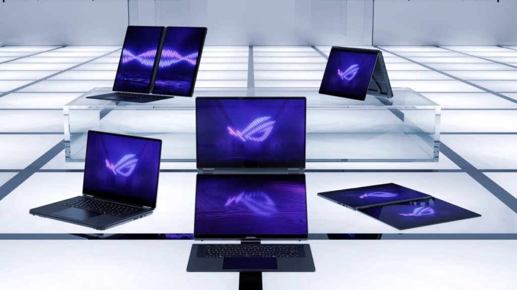 Imagen de la Asus ROG Zephyrus Duo 2026 con sus dos pantallas OLED táctiles de 16 pulgadas