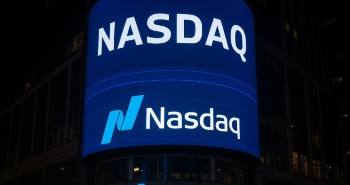 Imagen de una pantalla de computadora mostrando datos de mercado de valores con el logotipo de Nasdaq y Ostium