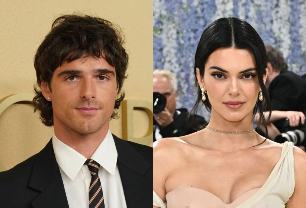 Kendall Jenner y Jacob Elordi sonrientes en una foto de una cita doble con Kylie Jenner y Timothée Chalamet
