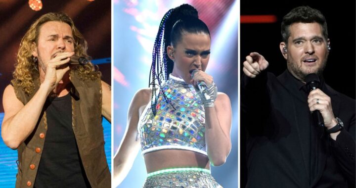 Katy Perry cantando en un concierto de apertura de la Copa Mundial FIFA