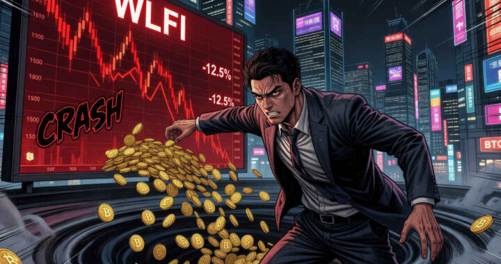 Gráfico de WLFI con una caída del 10,2% en 24 horas y un volumen de negociación elevado