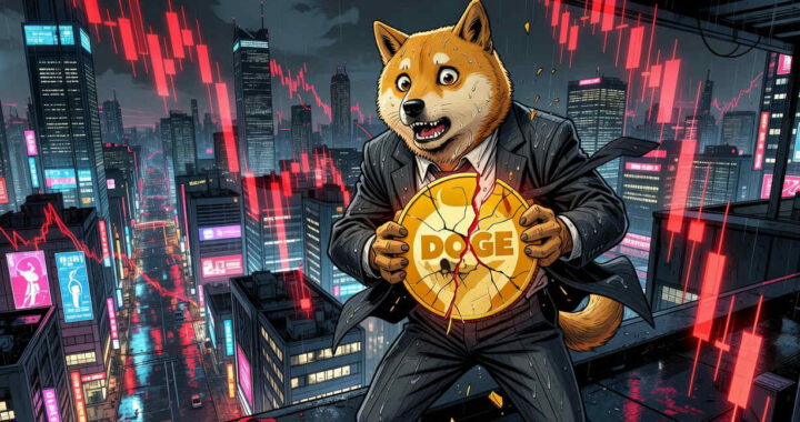 Gráfico de Dogecoin con tendencia bajista y volumen en descenso