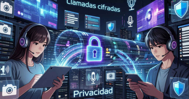 Una imagen de una llamada de voz o video segura con cifrado de extremo a extremo