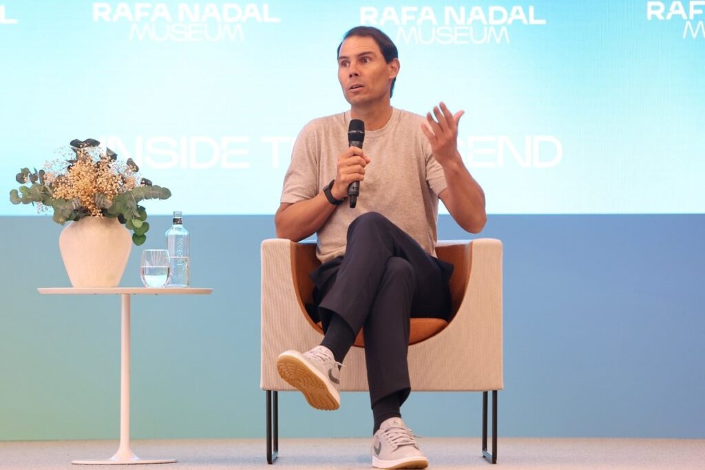 Rafa Nadal en una rueda de prensa en Manacor