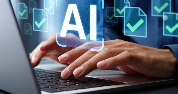 Una laptop moderna con un modelo de IA ejecutándose localmente