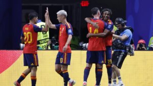 Jugadores de España en concentración antes de un partido del Mundial