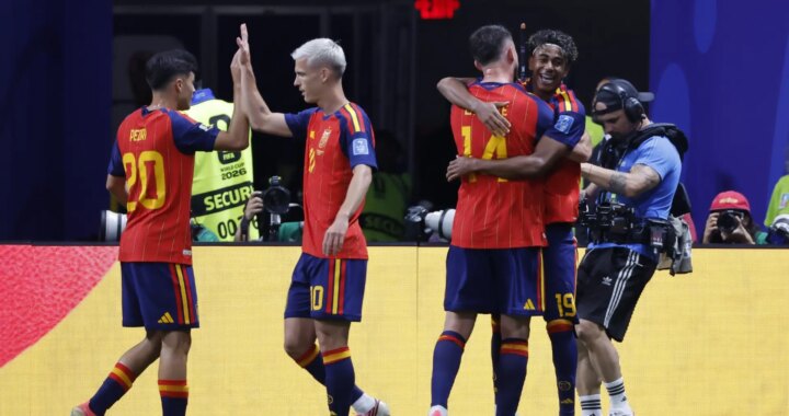Jugadores de España en concentración antes de un partido del Mundial