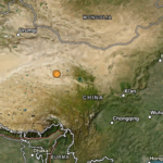 Mapa sísmico de Qinghai mostrando el epicentro del terremoto de magnitud 5,2 y fallas tectónicas activas