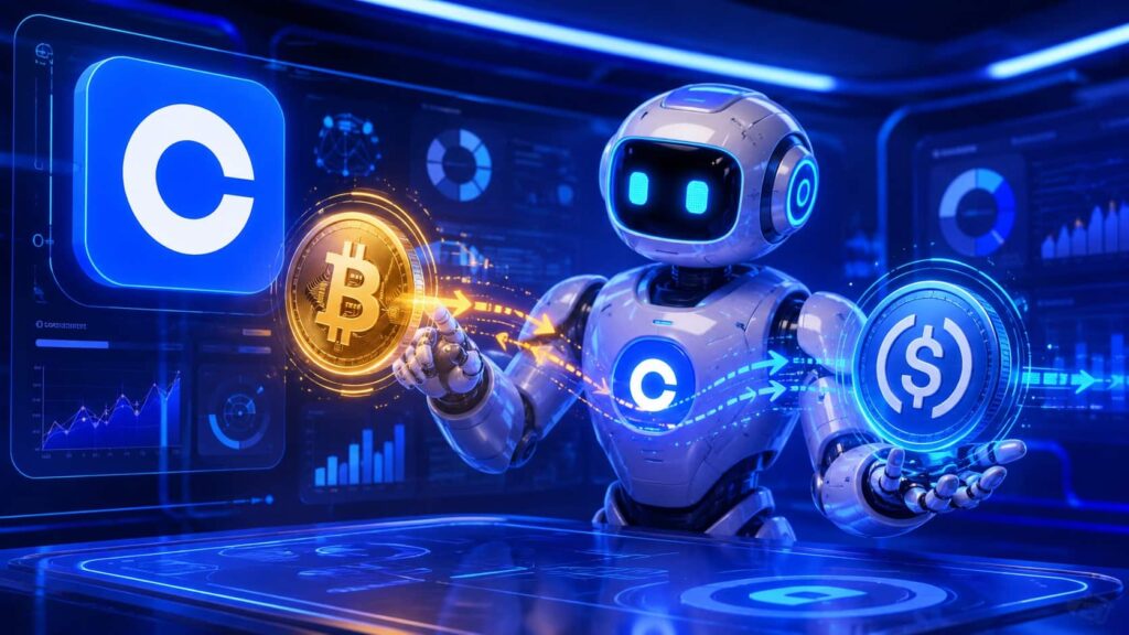 Plataforma Coinbase for Agents con IA operando en mercados de criptomonedas y pagos autónomos