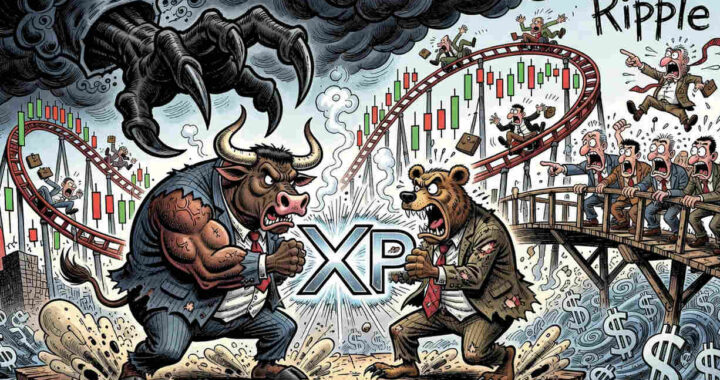 Gráfico técnico de XRP en $1,15 con indicadores de volumen bajo y tendencia bajista desde 2026
