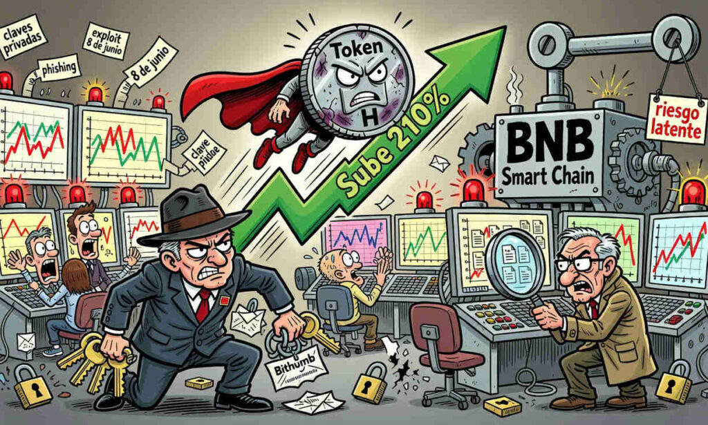 Gráfico del rebote del 210% del token H de Humanity Protocol tras el hackeo y caída del 80%