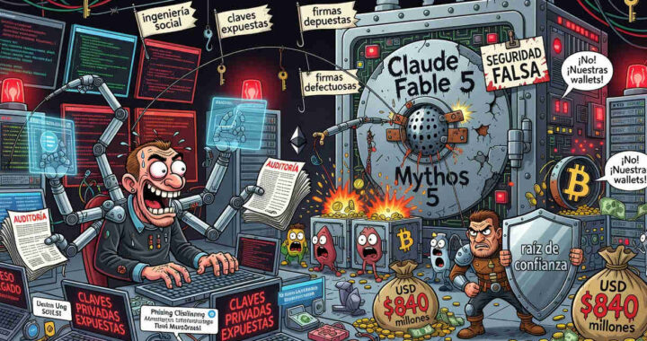 Ilustración de Claude Fable 5 exponiendo grietas en la seguridad de DeFi con datos de pérdidas millonarias