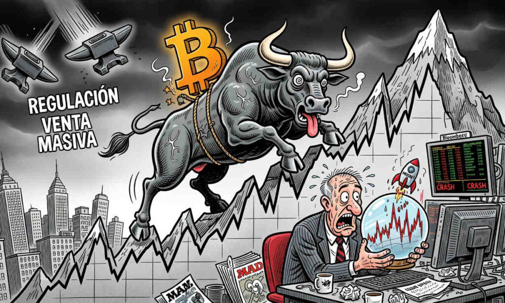Gráfico de Bitcoin mostrando rebote desde USD $64.000 con volumen y resistencias clave
