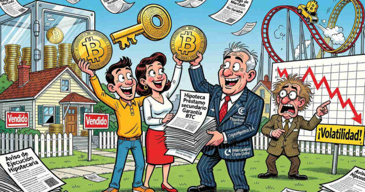 Gráfico explicativo del modelo de hipoteca con Bitcoin como garantía y sus riesgos financieros