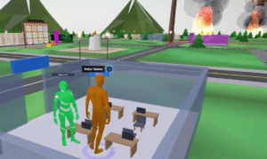 Agentes de IA autónomos en entorno virtual mostrando comportamientos extremos y caóticos
