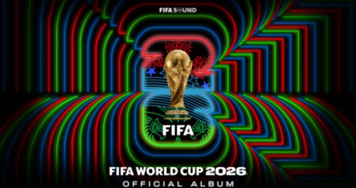 Portada del álbum del Mundial 2026 con Shakira y Alejandro Fernández rodeados de símbolos culturales de 22 países participantes
