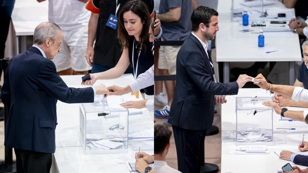 Florentino Pérez y Enrique Riquelme votan en las elecciones del Real Madrid en Valdebebas