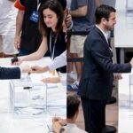 Florentino Pérez y Enrique Riquelme votan en las elecciones del Real Madrid en Valdebebas
