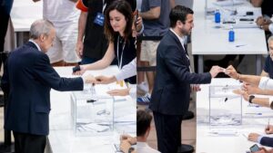 Florentino Pérez y Enrique Riquelme votan en las elecciones del Real Madrid en Valdebebas
