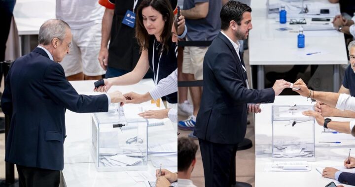 Florentino Pérez y Enrique Riquelme votan en las elecciones del Real Madrid en Valdebebas