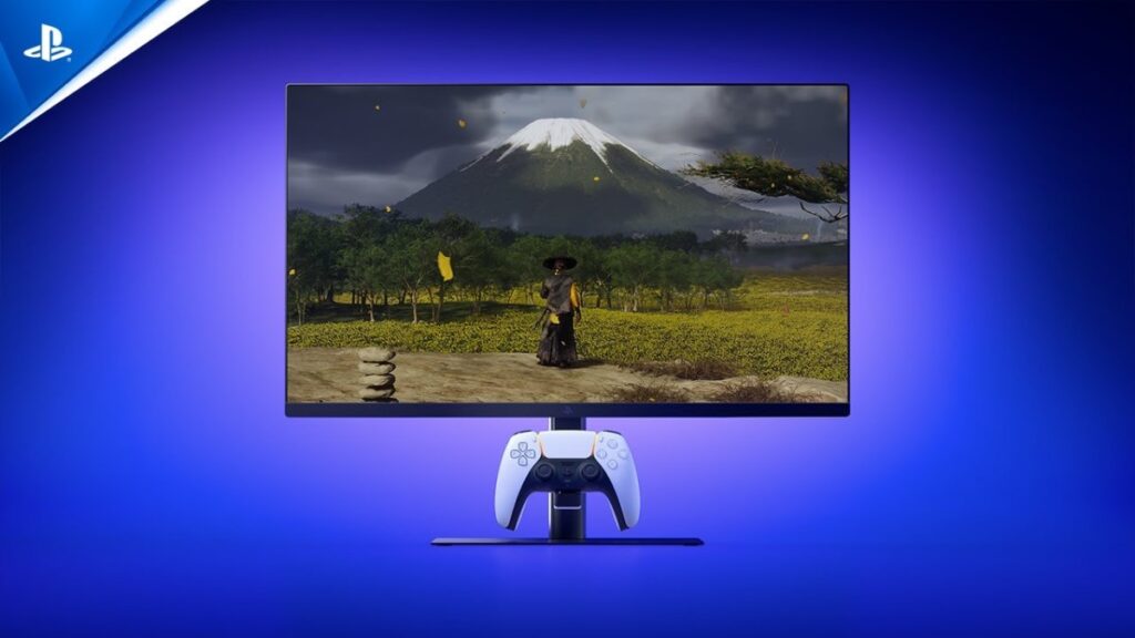 Monitor oficial PlayStation de 27' con carga DualSense integrada y diseño premium en setup gaming
