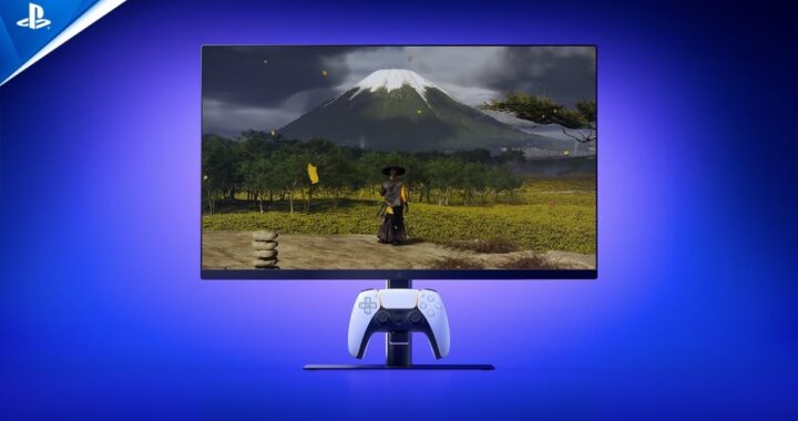 Monitor oficial PlayStation de 27' con carga DualSense integrada y diseño premium en setup gaming
