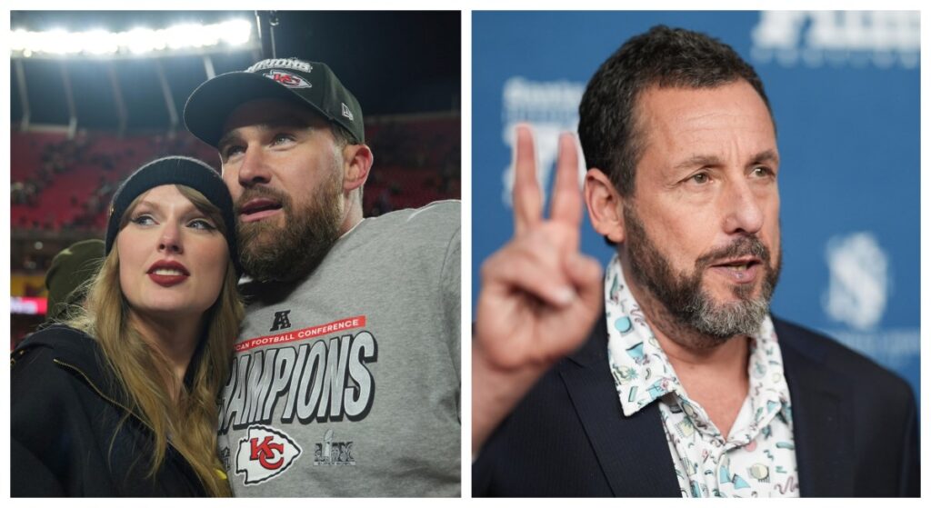 Cartel 'Recién casados' en el Madison Square Garden durante la boda de Taylor Swift y Travis Kelce