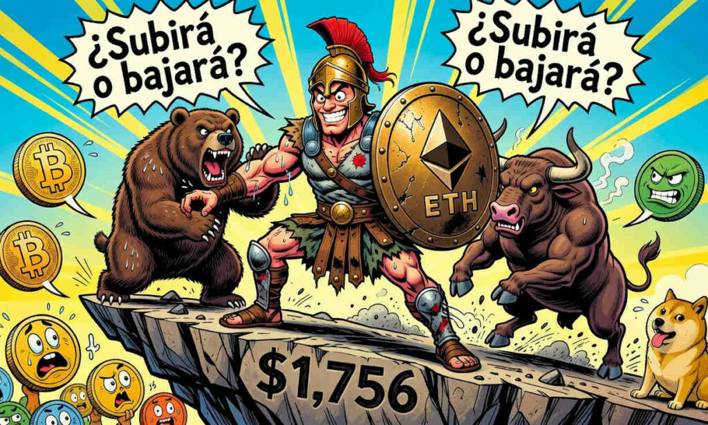 Gráfico de Ethereum mostrando el rebote del 10,74% y su volumen en caída